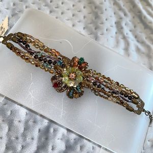 Vintage Ayala Bar Beadwork Flower Bracelet-Boutique